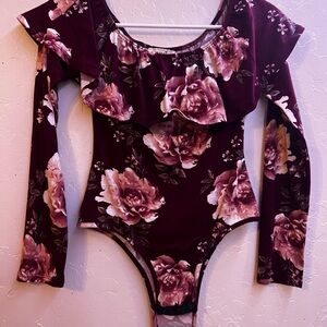 Floral Burgundy Bodysuit
